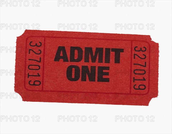 Studio shot of Admit One ticket.