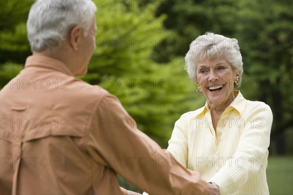 Portrait of senior couple outdoors.