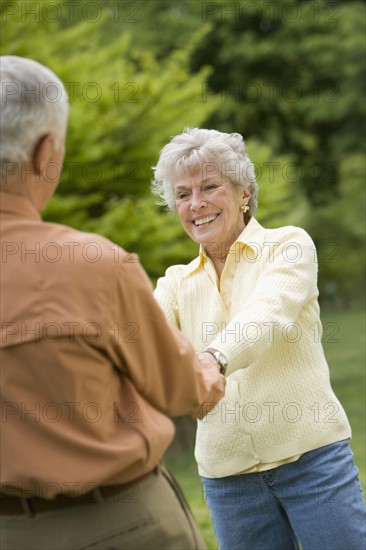 Portrait of senior couple outdoors.