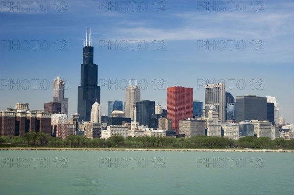 Skyline including Sears Tower Chicago Illinois USA.