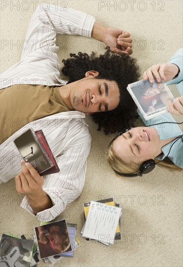 Couple listening to music.