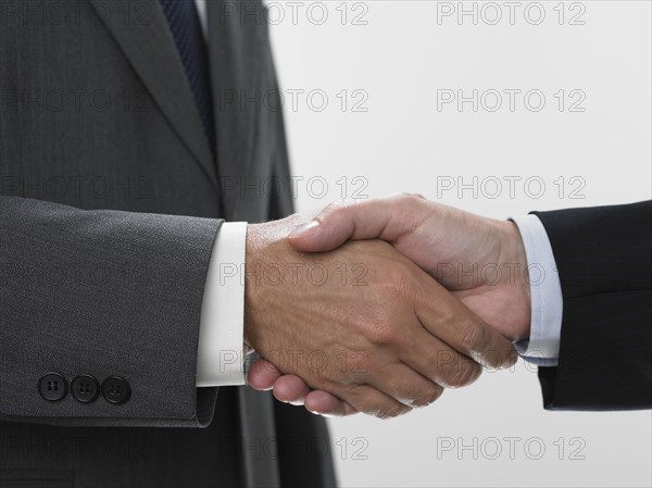 Two men shaking hands.