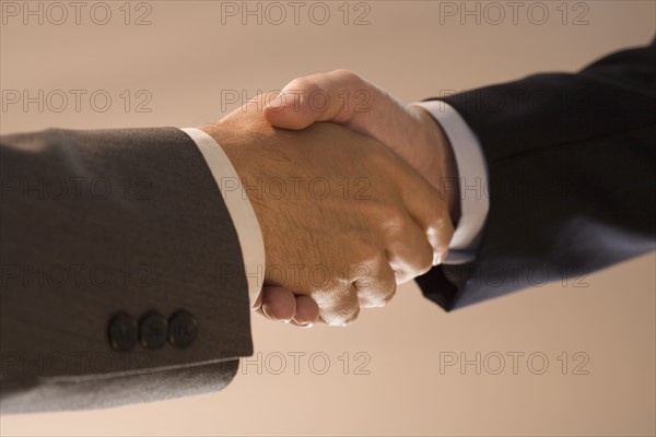 Two businessmen shaking hands.