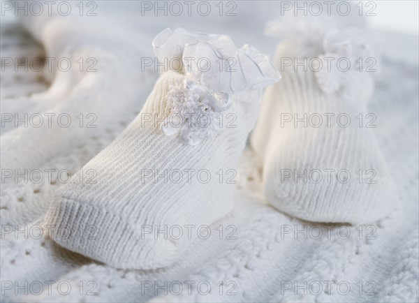 Close up of baby booties.