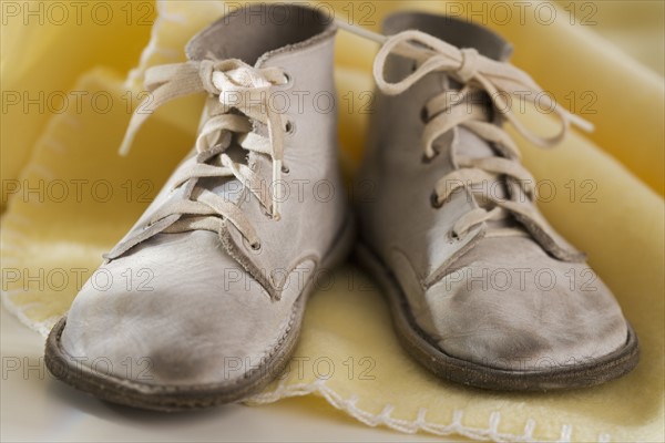 Close up of baby shoes.