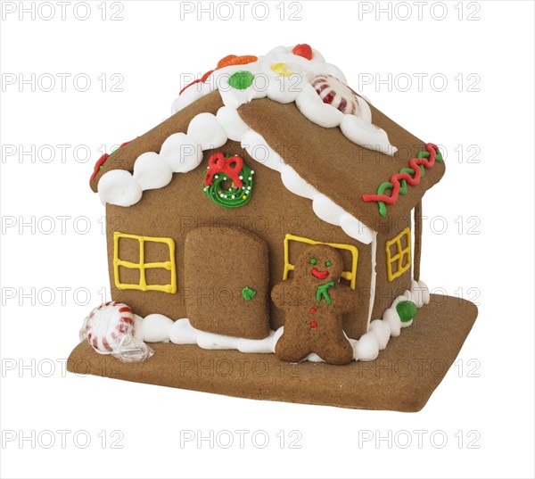 Decorated gingerbread house.