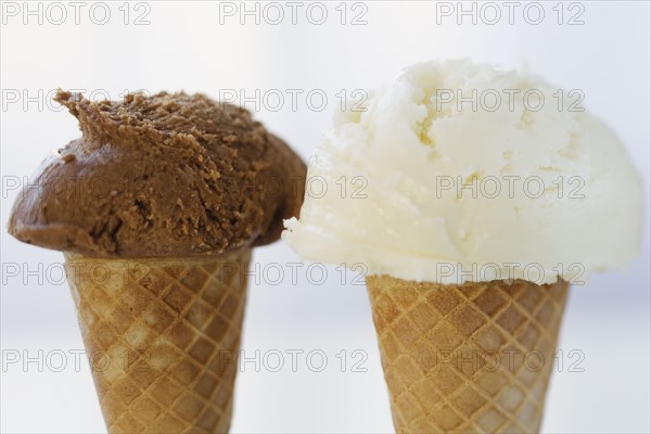 Close up of ice cream cones.