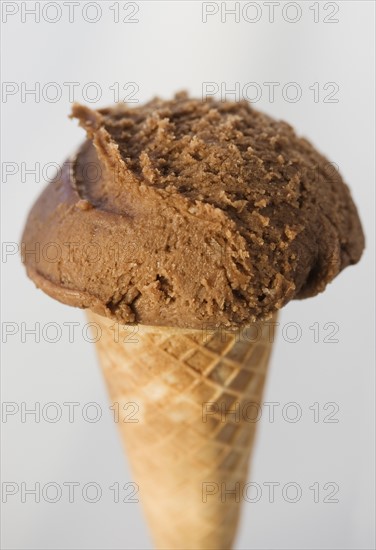 Close up of ice cream cone.