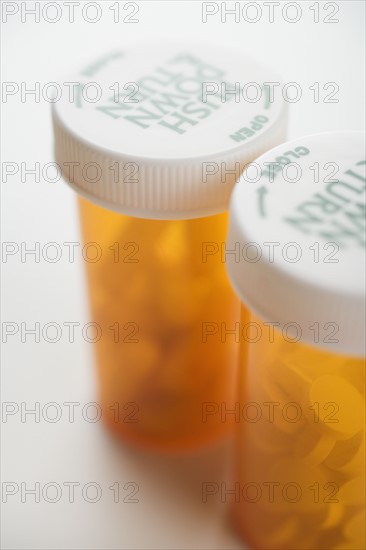 Close up of medication bottles.