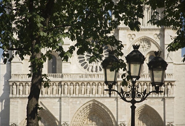 Lamp post in front of cathedral.