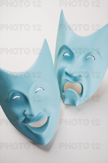 Closeup of theater masks.