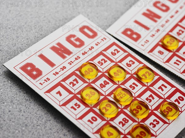 Still life of bingo card.