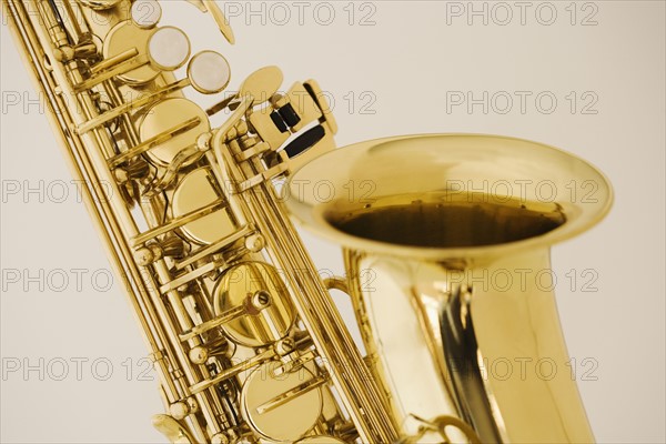 Close up of saxophone.