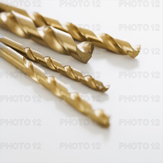 Close up of assorted drill bits.