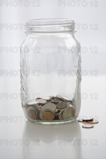 Mason jar with change.