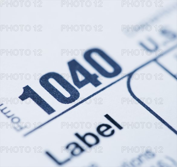 Close up of 1040 tax form.