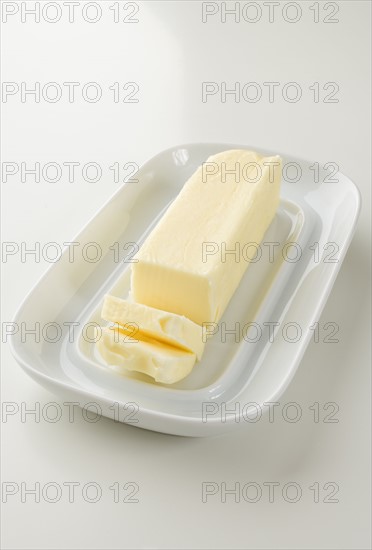 Close up of butter in dish.