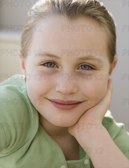 Close up of girl smiling.