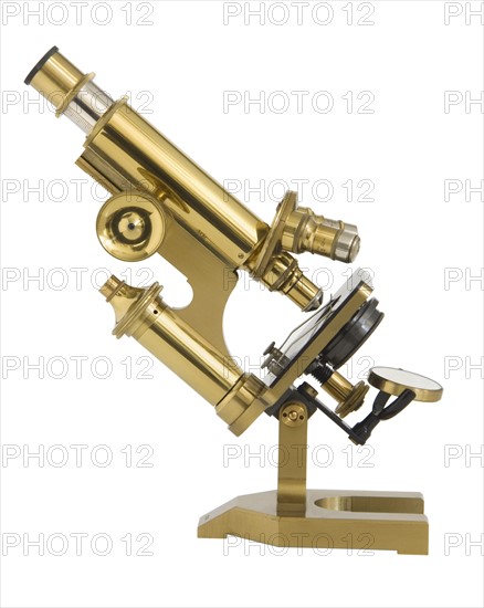 Close up of old fashioned microscope.