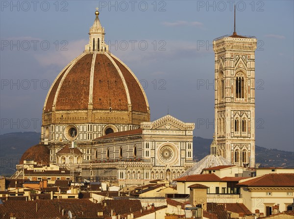 City rooftops and the Duomo Santa Maria Del Fiore, Florence, Italy.