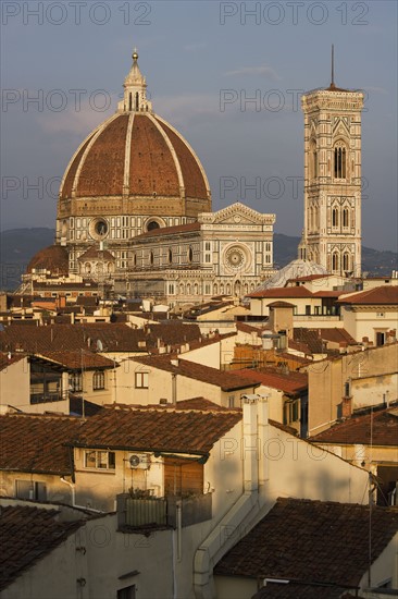 City rooftops and the Duomo Santa Maria Del Fiore, Florence, Italy.