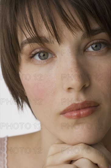 Close up of woman’s face.