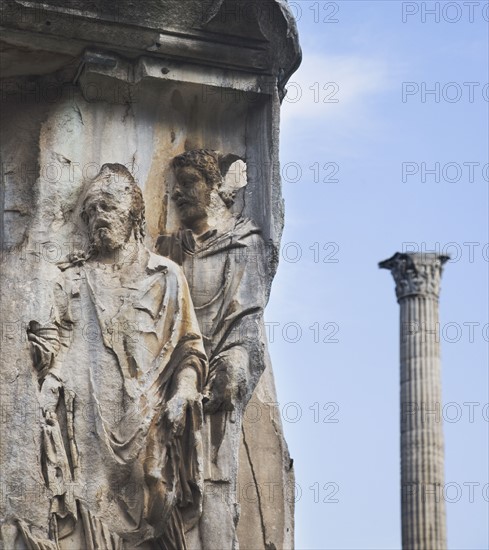 Close up of frieze, Arch of Septimius Severus, Roman Forum, Italy.