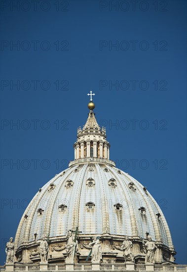 Close up of dome of St. Peter’s Basilica, Vatican City, Italy.