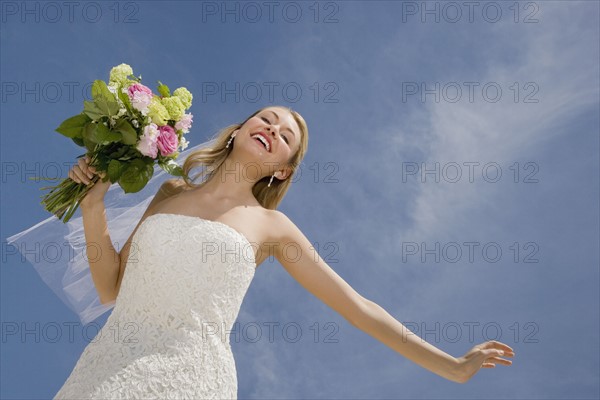 Low angle view of bride.