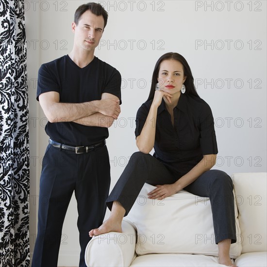 Portrait of couple indoors.