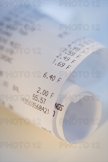 Close up of grocery receipt.