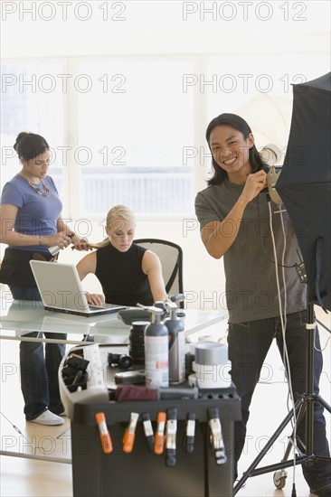 Business photo shoot in studio.
