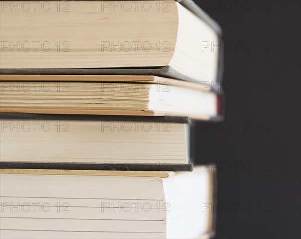 Close up of stack of books. Date : 2006