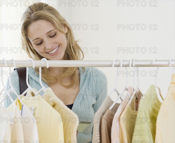 Woman shopping for clothing. Date : 2007