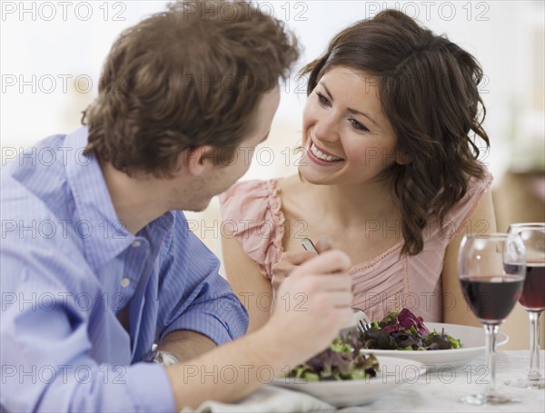 Couple eating salad. Date : 2007