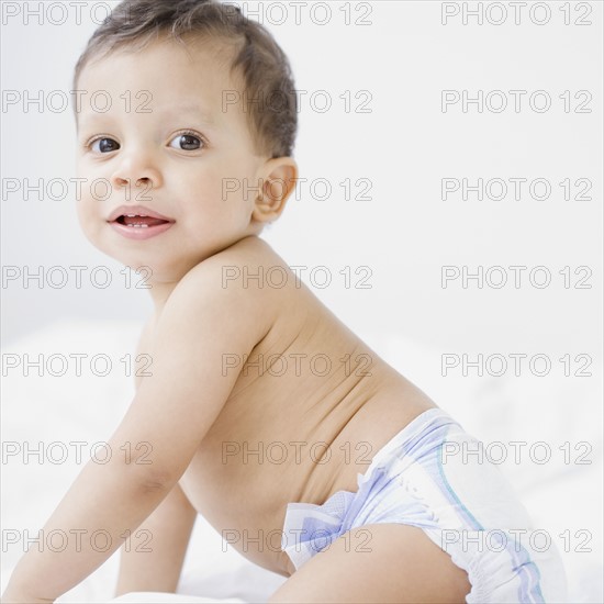 Baby wearing diaper. Date : 2007