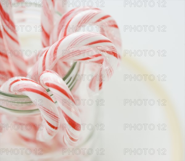 Close up of candy canes in jar. Date : 2006