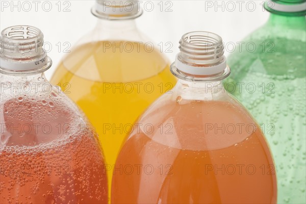 Closeup of open soda bottles. Date : 2006