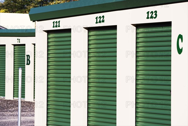 Row of outdoor self storage units. Date : 2007