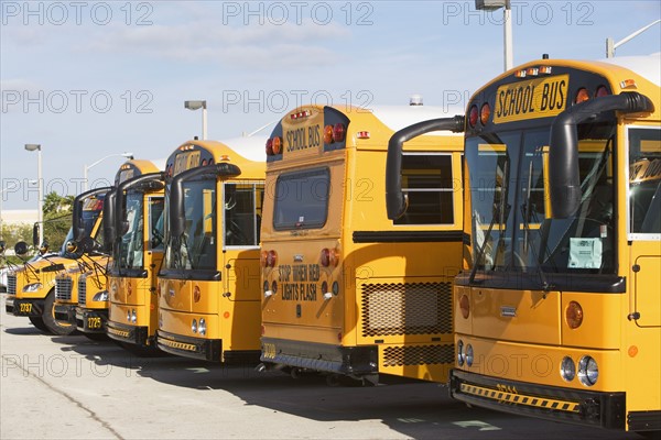 Row of school buses. Date : 2007