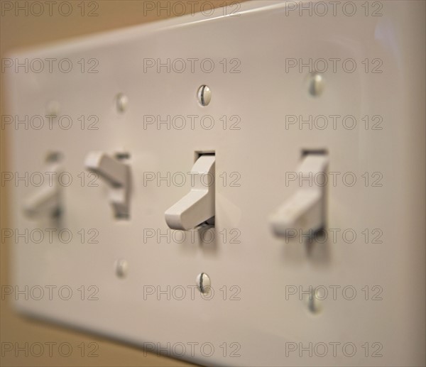 Close up of light switches. Date : 2007