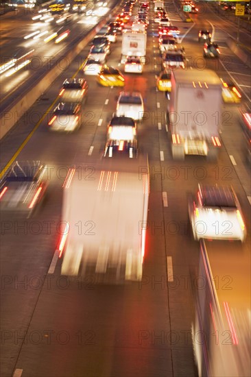 Blurred motion shot of traffic on large highway. Date : 2007