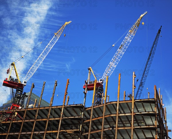 Low angle view of construction site. Date : 2007