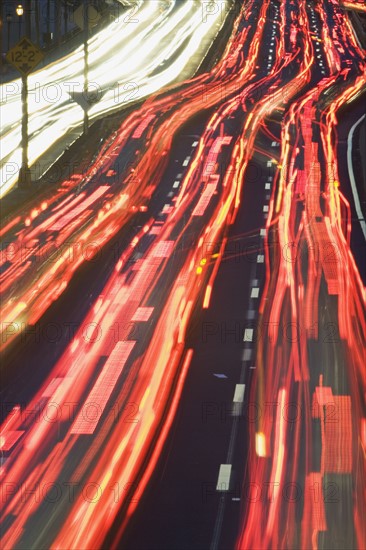 Blurred motion shot of traffic on large highway. Date : 2007