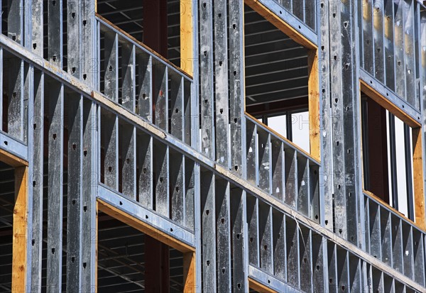 Low angle view of construction site. Date : 2007