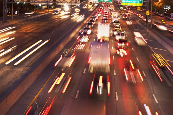 Blurred motion shot of traffic on highway. Date : 2007