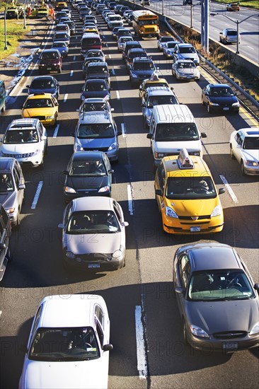 High angle view of traffic on highway. Date : 2007