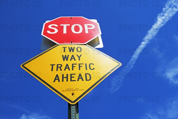 Low angle view of street sign. Date : 2007