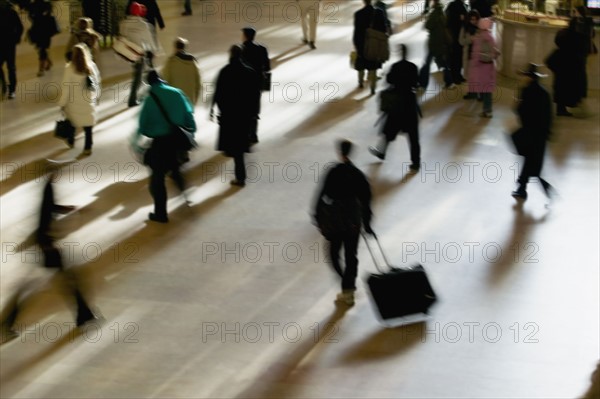 Blurred motion shot of people, Grand Central Station, New York City. Date : 2007