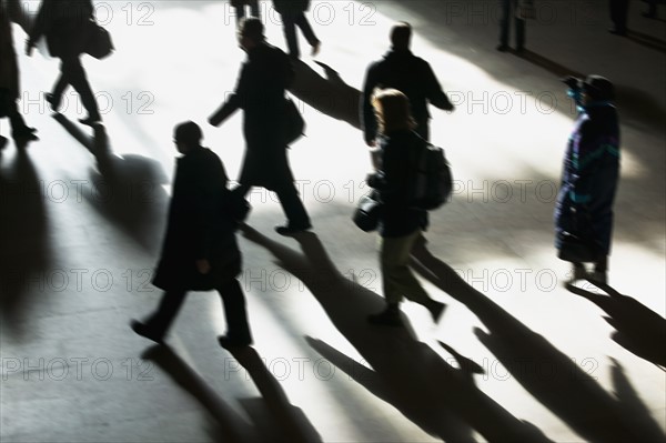 Blurred motion shot of people, Grand Central Station, New York City. Date : 2007